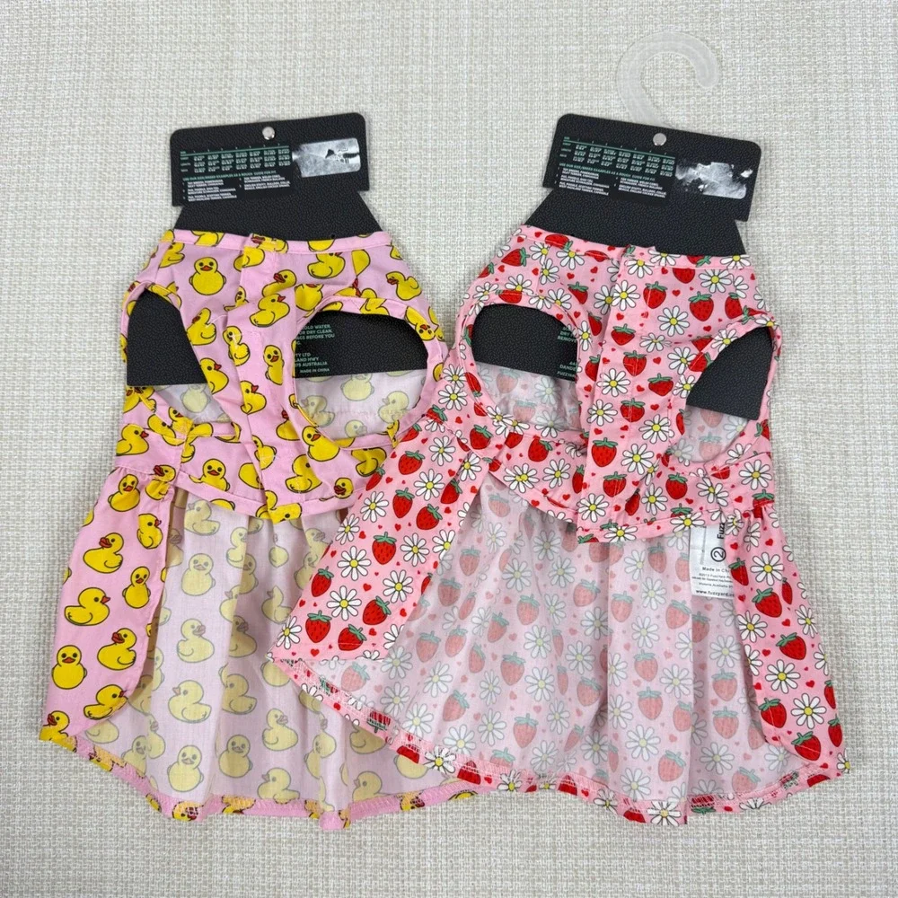 Fuzzyard‎ Pet Apparel Hawaiian Dog Dress Size 2 Duck Strawberry Print Cute Puppy
